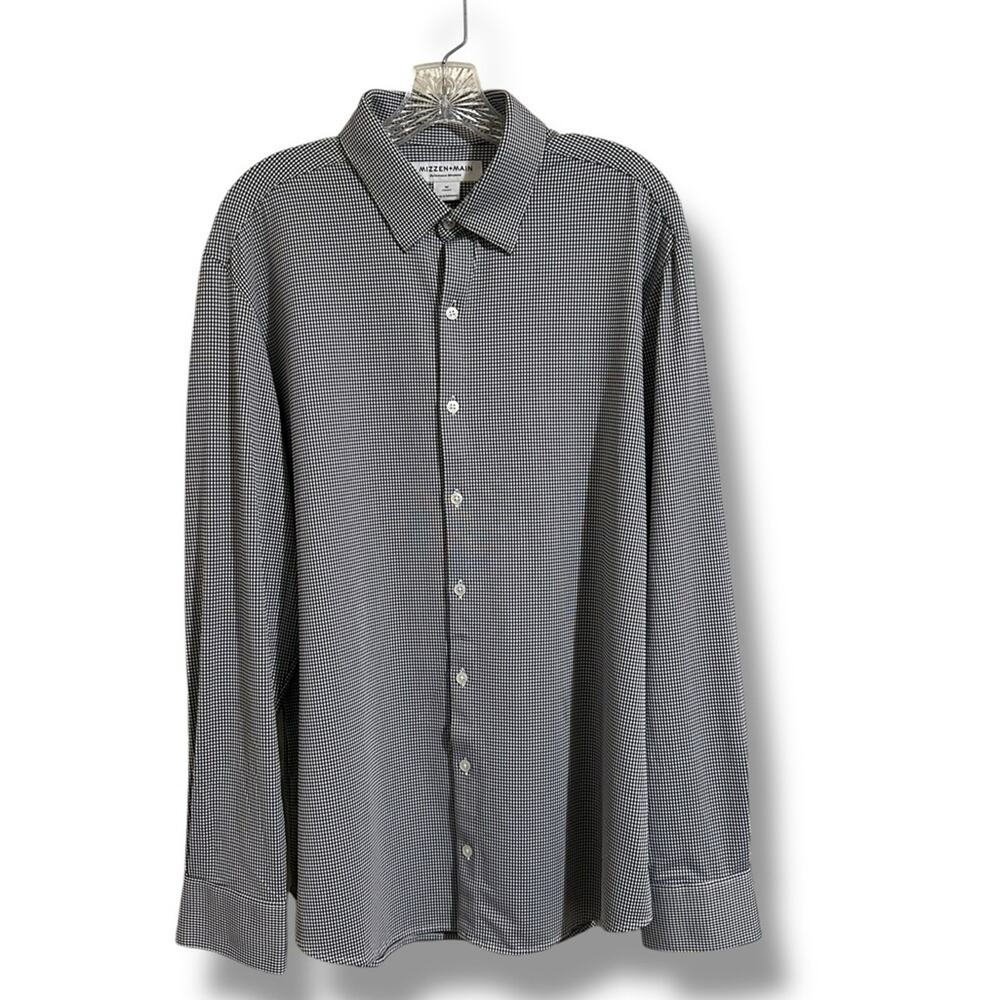 Mizzen+Main Black and White performance Dress Shirt medium